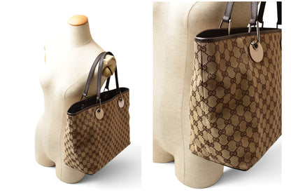 グッチ トートバッグ/ショッピングバッグ GUCCI 120838 GGキャンバス ベージュ ブラウン レディース メンズ A4収納可能【中古】