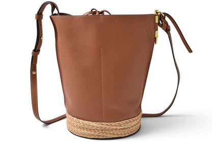 ロエベ LOEWE ショルダーバッグ ゲート バケットバッグ イエロー/ブラウン レディース【中古】
