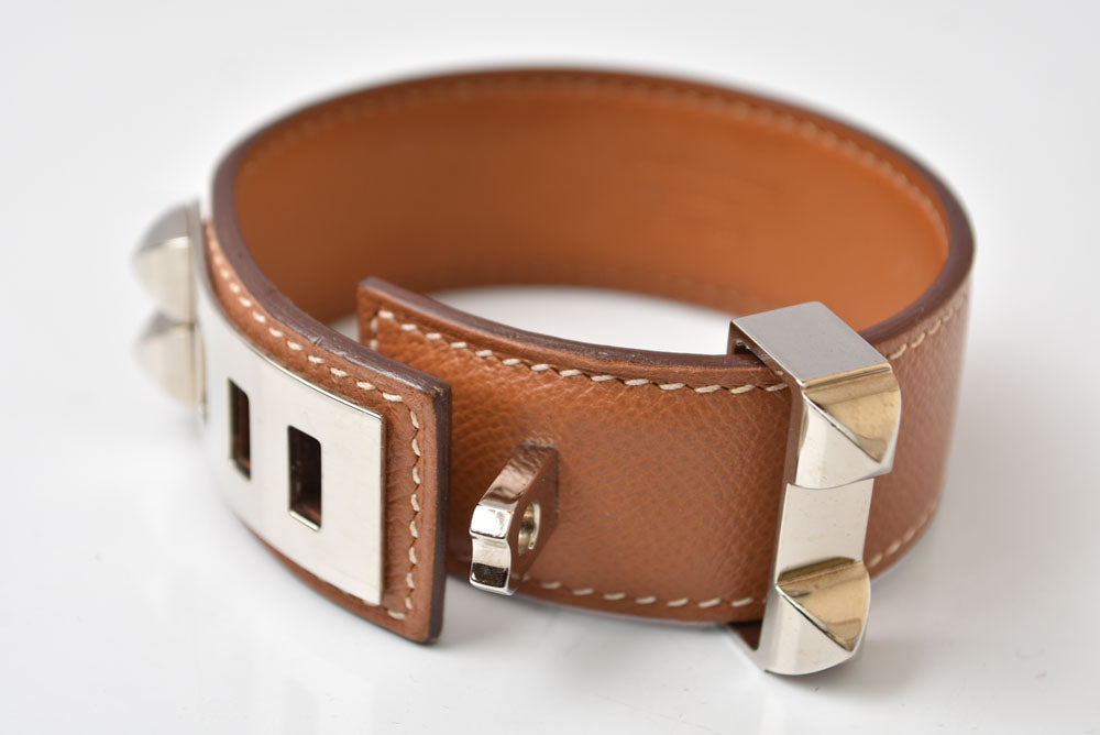 エルメス ブレスレット HERMES コリエドシアン24 #T2 バングル ブラウン/シルバー レディース/メンズ【中古】
