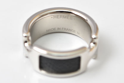 エルメス リング/指輪 オランプPM HERMES レザー/メタル Mサイズ ブラック/シルバー アクセサリー【中古】