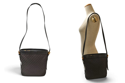 ロエベ ショルダーバッグ ヴィンテージ LOEWE アナグラム バッグ レザー ロゴ/ブラック【中古】