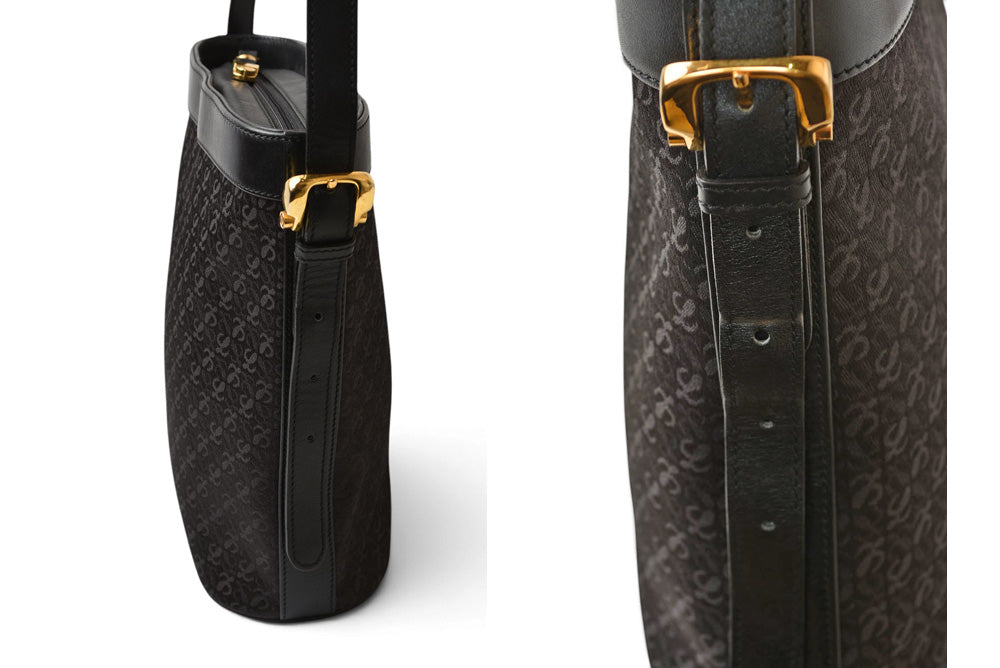 ロエベ ショルダーバッグ ヴィンテージ LOEWE アナグラム バッグ レザー ロゴ/ブラック【中古】