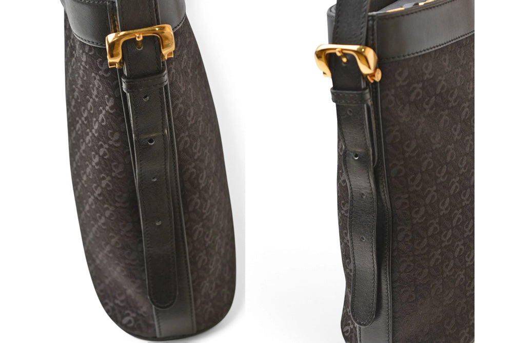 ロエベ ショルダーバッグ ヴィンテージ LOEWE アナグラム バッグ レザー ロゴ/ブラック【中古】