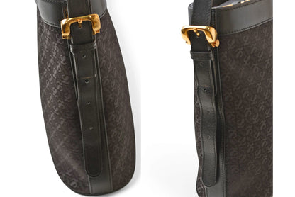ロエベ ショルダーバッグ ヴィンテージ LOEWE アナグラム バッグ レザー ロゴ/ブラック【中古】