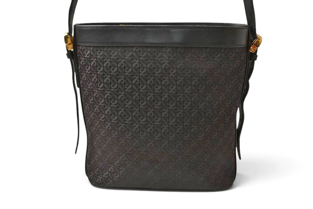 ロエベ ショルダーバッグ ヴィンテージ LOEWE アナグラム バッグ レザー ロゴ/ブラック【中古】