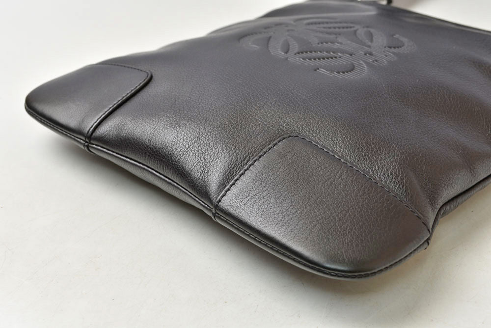 ロエベ ショルダーバッグ LOEWE ヴィンテージ アナグラム カーフスキン ブラック メンズ 斜め掛け【中古】