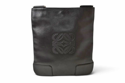 ロエベ ショルダーバッグ LOEWE ヴィンテージ アナグラム カーフスキン ブラック メンズ 斜め掛け【中古】
