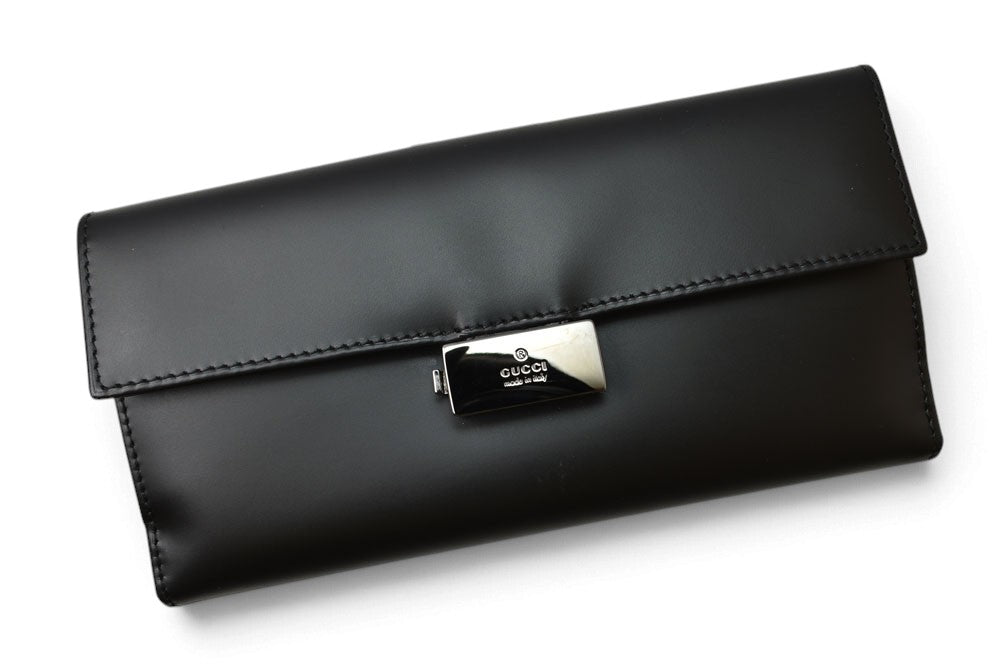 グッチ 財布 GUCCI 長財布 ヴィンテージ レザー ブラック 035.2067 【中古】