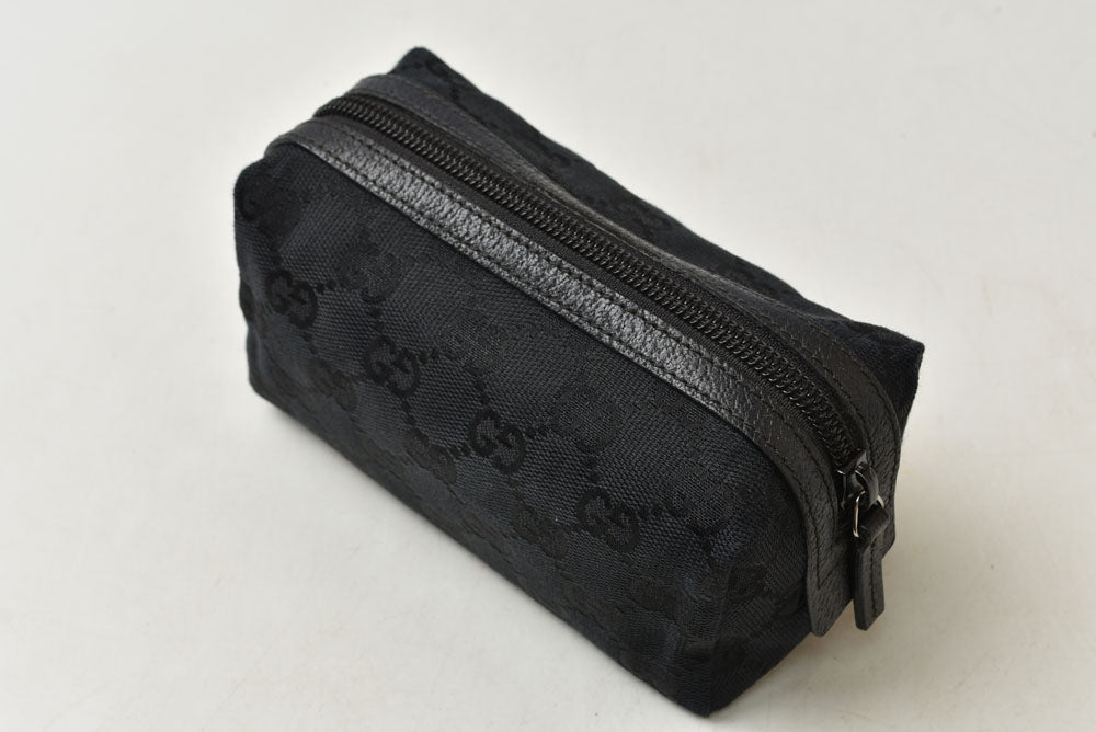 グッチ ポーチ GUCCI GGキャンバス 化粧ポーチ/コスメポーチ GGブラック/ブラック 29596【中古】