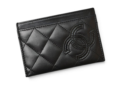 シャネル カードケース/名刺入れ CHANEL カンボンライン レザー ブラック/ブラック【中古】