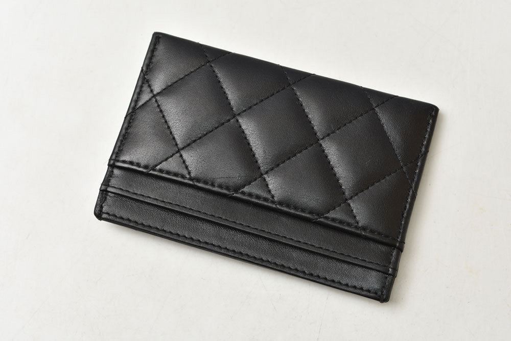 シャネル カードケース/名刺入れ CHANEL カンボンライン レザー ブラック/ブラック【中古】