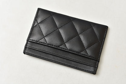 シャネル カードケース/名刺入れ CHANEL カンボンライン レザー ブラック/ブラック【中古】