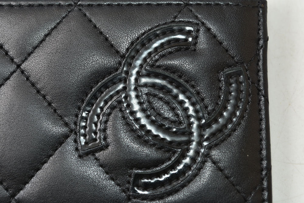 シャネル カードケース/名刺入れ CHANEL カンボンライン レザー ブラック/ブラック【中古】