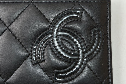 シャネル カードケース/名刺入れ CHANEL カンボンライン レザー ブラック/ブラック【中古】