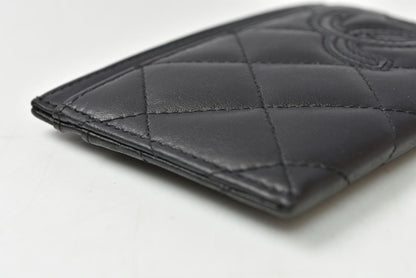 シャネル カードケース/名刺入れ CHANEL カンボンライン レザー ブラック/ブラック【中古】