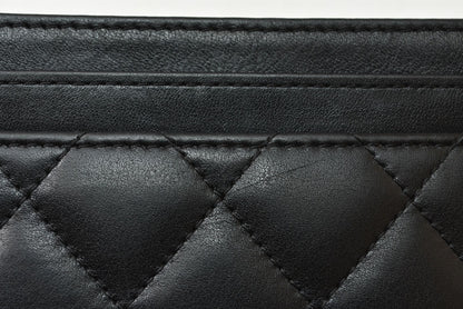 シャネル カードケース/名刺入れ CHANEL カンボンライン レザー ブラック/ブラック【中古】