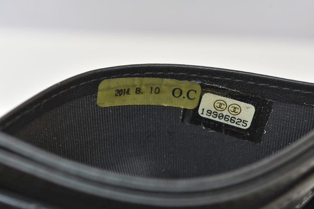 シャネル カードケース/名刺入れ CHANEL カンボンライン レザー ブラック/ブラック【中古】