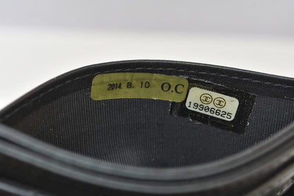 シャネル カードケース/名刺入れ CHANEL カンボンライン レザー ブラック/ブラック【中古】