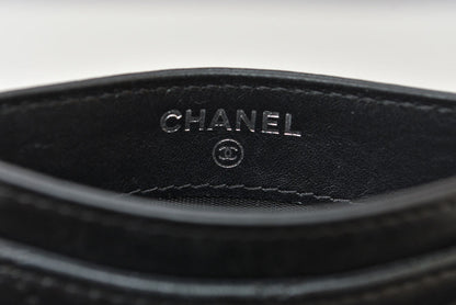 シャネル カードケース/名刺入れ CHANEL カンボンライン レザー ブラック/ブラック【中古】