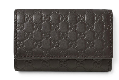 グッチ 未使用 キーケース/キーホルダー GUCCI 6連 マイクログッチシマ ユニセックス ダークブラウン アウトレット【中古】