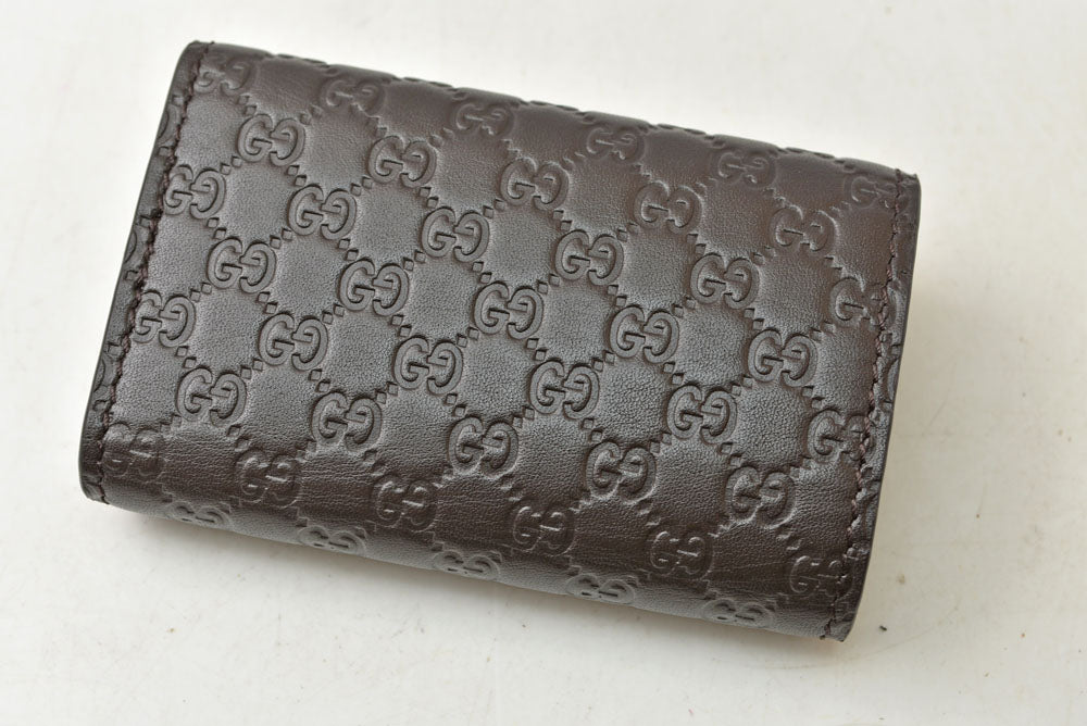グッチ 未使用 キーケース/キーホルダー GUCCI 6連 マイクログッチシマ ユニセックス ダークブラウン アウトレット【中古】