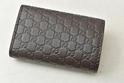 グッチ 未使用 キーケース/キーホルダー GUCCI 6連 マイクログッチシマ ユニセックス ダークブラウン アウトレット【中古】