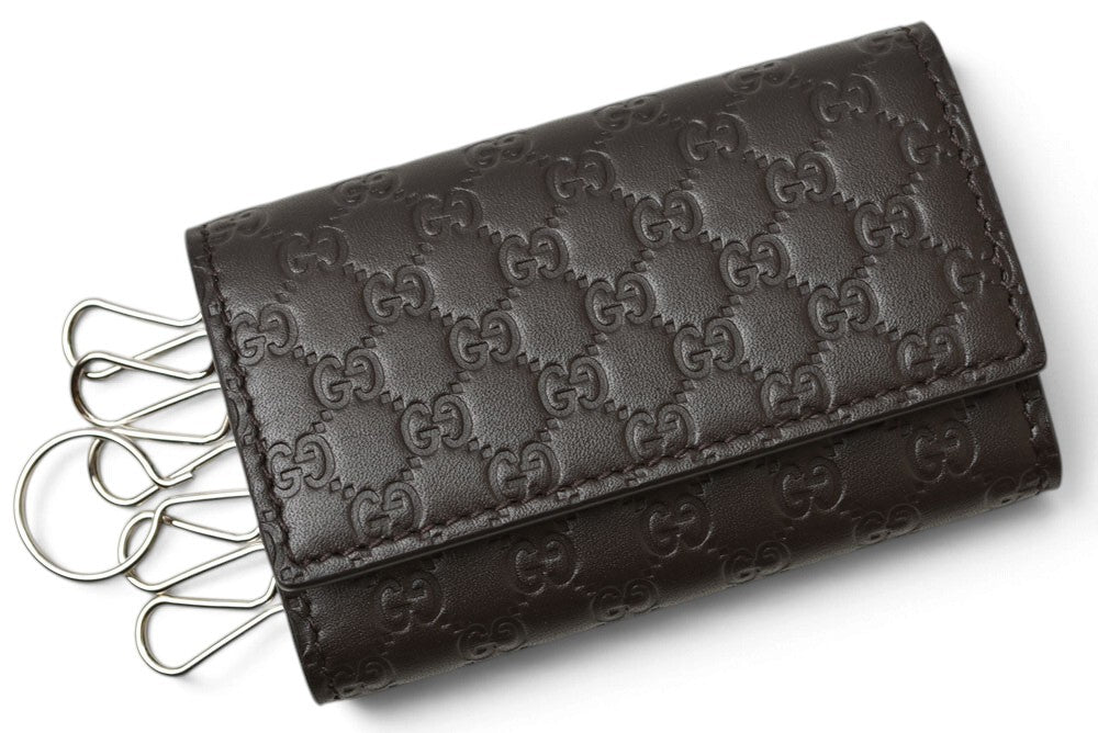 グッチ 未使用 キーケース/キーホルダー GUCCI 6連 マイクログッチシマ ユニセックス ダークブラウン アウトレット【中古】