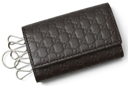 グッチ 未使用 キーケース/キーホルダー GUCCI 6連 マイクログッチシマ ユニセックス ダークブラウン アウトレット【中古】