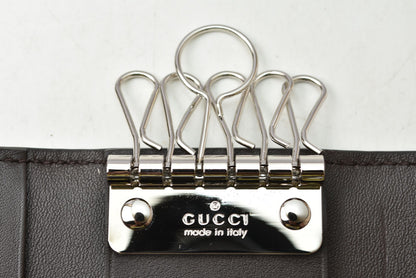 グッチ 未使用 キーケース/キーホルダー GUCCI 6連 マイクログッチシマ ユニセックス ダークブラウン アウトレット【中古】