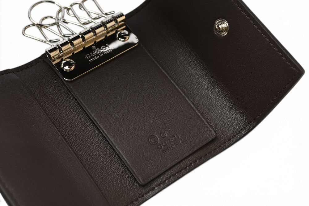 グッチ 未使用 キーケース/キーホルダー GUCCI 6連 マイクログッチシマ ユニセックス ダークブラウン アウトレット【中古】