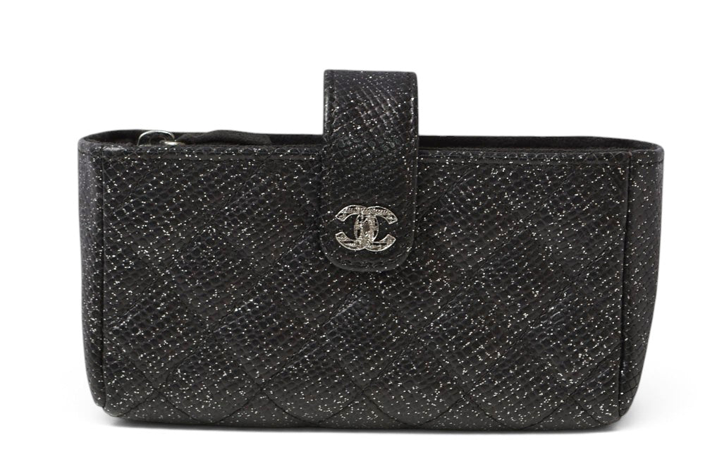 シャネル ポーチ/カードケース/コインケース CHANEL レザー ブラック【中古】