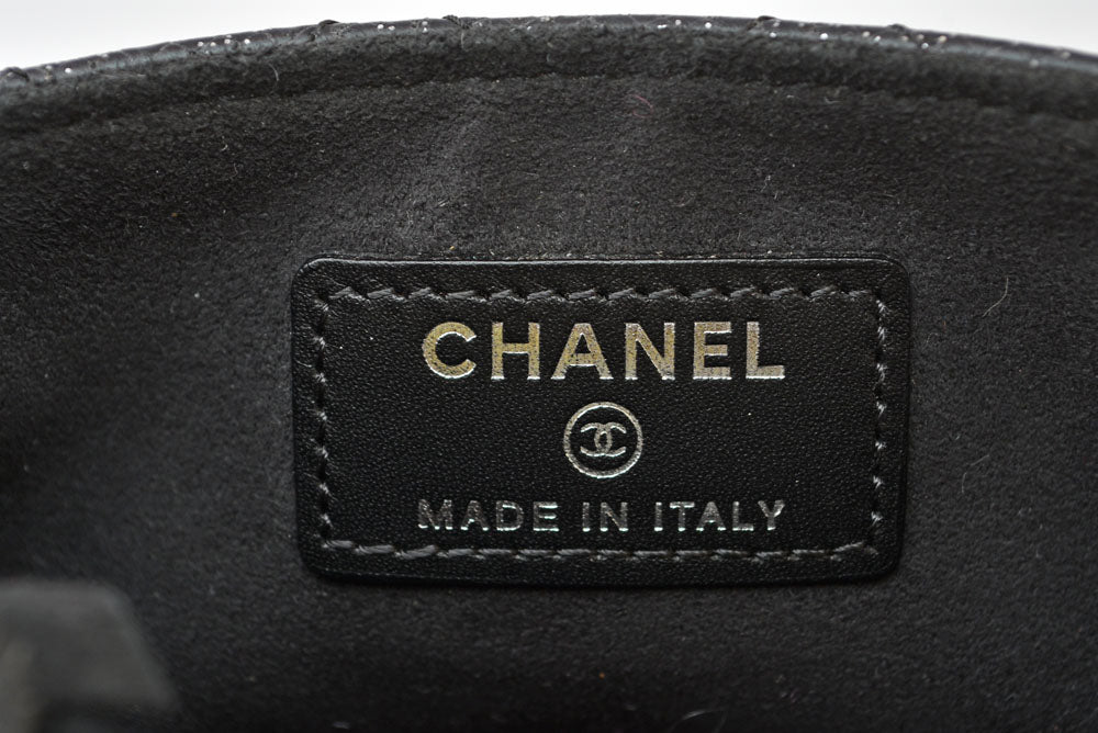 シャネル ポーチ/カードケース/コインケース CHANEL レザー ブラック【中古】