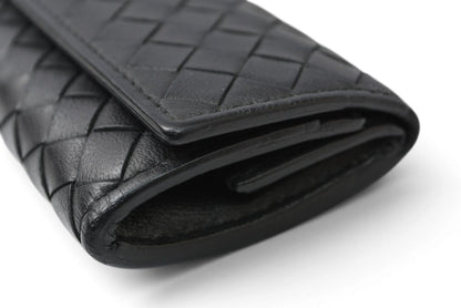 ボッテガヴェネタ コインケース/小銭入れ BOTTEGA VENETA スクエア コインパース イントレチャート レザー ブラック メンズ レディース 【中古】