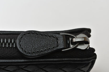 ボッテガヴェネタ キーケース BOTTEGA VENETA L字ファスナー イントレチャート 4連 レザー ブラック メンズ/レディース【中古】