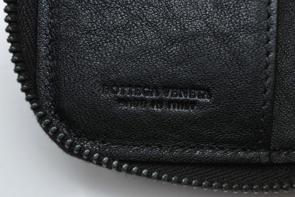 ボッテガヴェネタ キーケース BOTTEGA VENETA L字ファスナー イントレチャート 4連 レザー ブラック メンズ/レディース【中古】