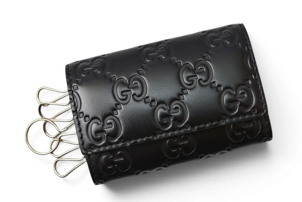 グッチ 未使用 キーケース/キーホルダー GUCCI 6連 グッチシマ レザー ブラック 138093【中古】