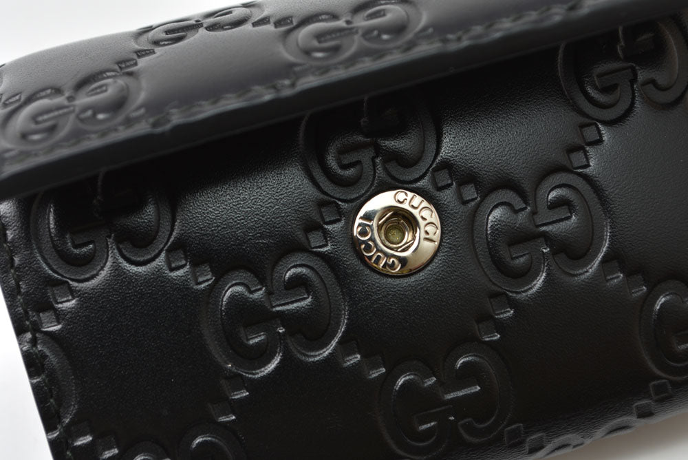 グッチ 未使用 キーケース/キーホルダー GUCCI 6連 グッチシマ レザー ブラック 138093【中古】