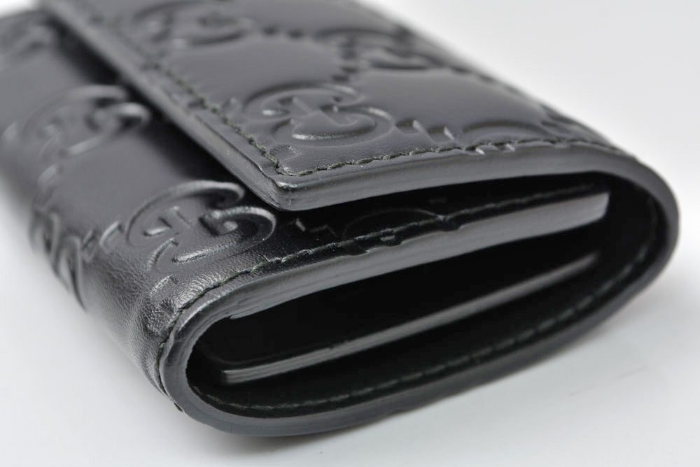 グッチ 未使用 キーケース/キーホルダー GUCCI 6連 グッチシマ レザー ブラック 138093【中古】