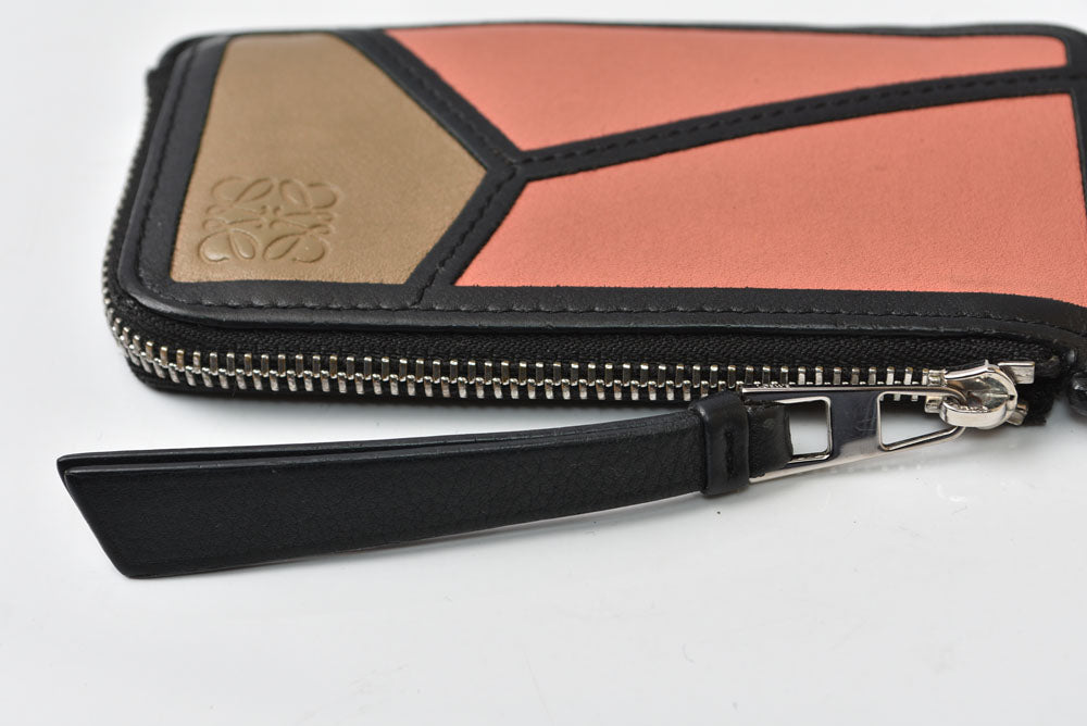 ロエベ コインケース/カードケース パズル LOEWE フラグメントケース/ミニ財布 ローズ/ブラウン【中古】