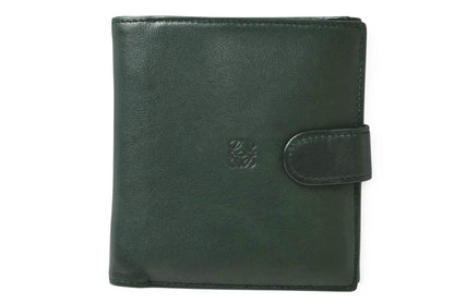 ロエベ 二つ折り財布 LOEWE ヴィンテージ アナグラムロゴ ラムレザー ディープグリーン レディース 【中古】