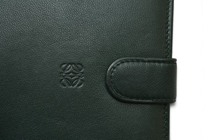 ロエベ 二つ折り財布 LOEWE ヴィンテージ アナグラムロゴ ラムレザー ディープグリーン レディース 【中古】