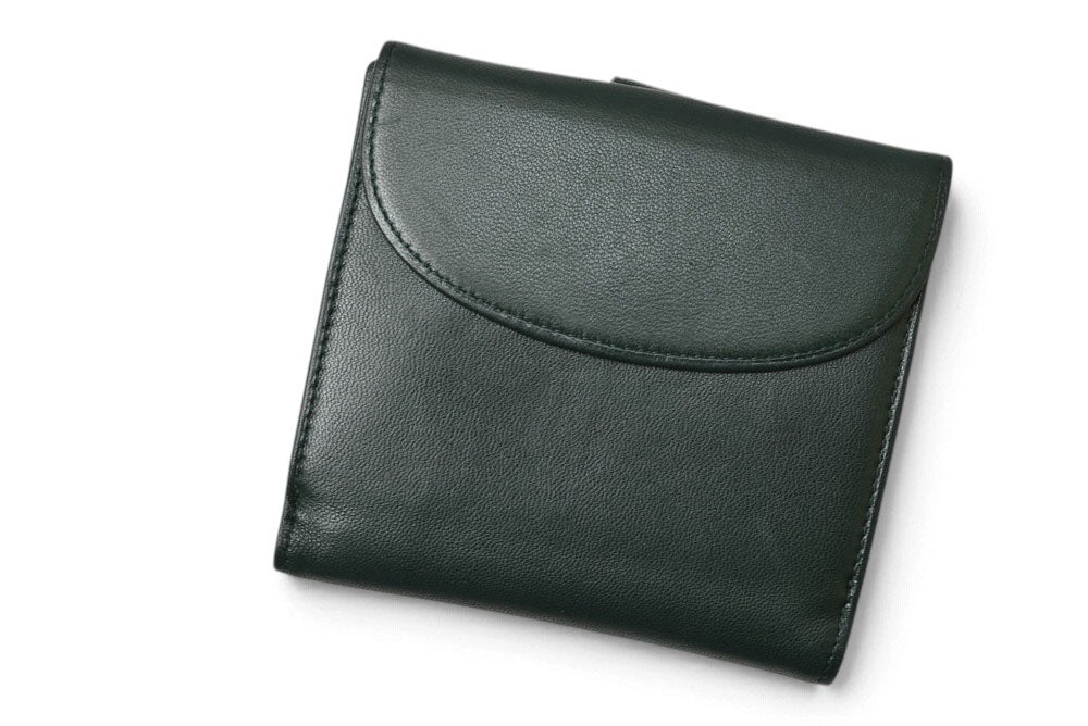 ロエベ 二つ折り財布 LOEWE ヴィンテージ アナグラムロゴ ラムレザー ディープグリーン レディース 【中古】