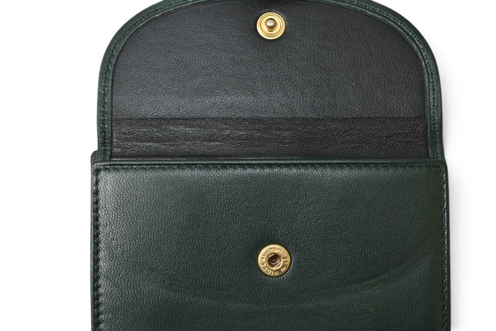 ロエベ 二つ折り財布 LOEWE ヴィンテージ アナグラムロゴ ラムレザー ディープグリーン レディース 【中古】