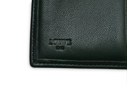ロエベ 二つ折り財布 LOEWE ヴィンテージ アナグラムロゴ ラムレザー ディープグリーン レディース 【中古】