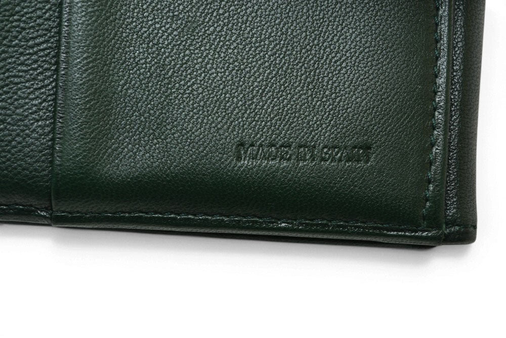 ロエベ 二つ折り財布 LOEWE ヴィンテージ アナグラムロゴ ラムレザー ディープグリーン レディース 【中古】