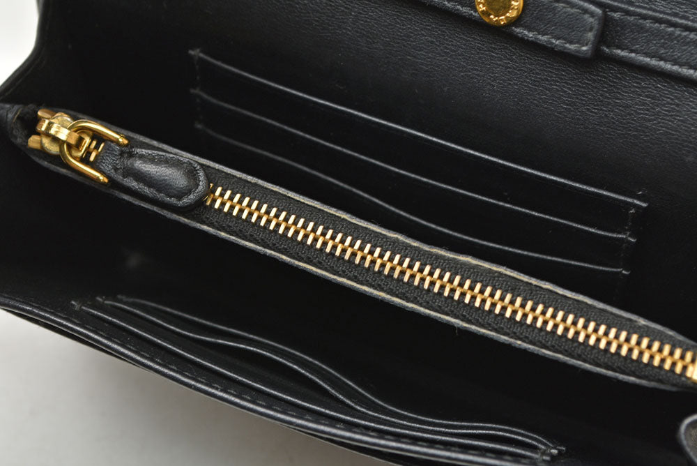 プラダ ショルダーバッグ/マルチウォレット PRADA 二つ折り ストラップ付長財布 1M1437 NERO ブラック 黒 レザー レディース 【中古】
