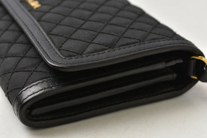 プラダ ショルダーバッグ/マルチウォレット PRADA 二つ折り ストラップ付長財布 1M1437 NERO ブラック 黒 レザー レディース 【中古】