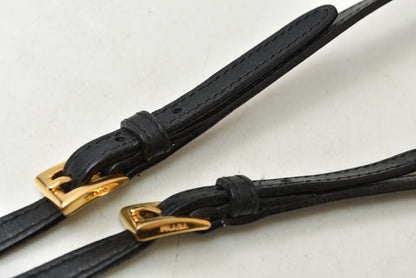 プラダ ショルダーバッグ/マルチウォレット PRADA 二つ折り ストラップ付長財布 1M1437 NERO ブラック 黒 レザー レディース 【中古】
