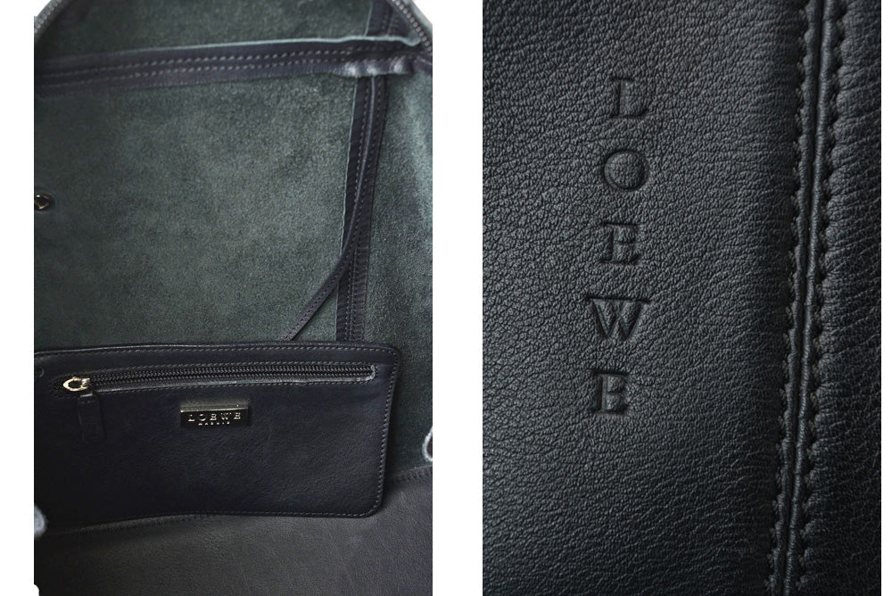 ロエベ ミニボストンバッグ LOEWE ヴィンテージ ハンドバッグ ソフトカーフ ブラック/黒 ポーチ付 レディース【中古】
