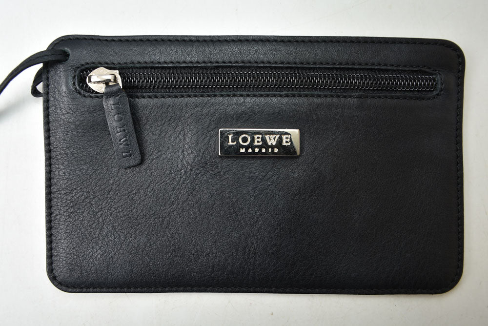 ロエベ ミニボストンバッグ LOEWE ヴィンテージ ハンドバッグ ソフトカーフ ブラック/黒 ポーチ付 レディース【中古】